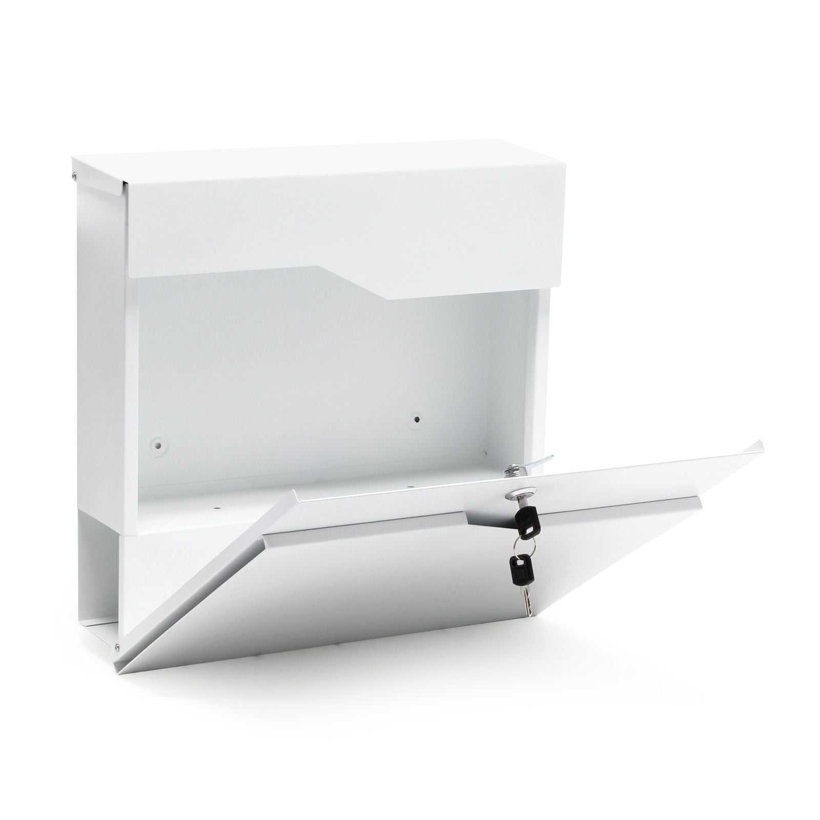 Moderner Briefkasten Manhatten 1 mit Zeitungsfach - Weiss pulverbeschichtet