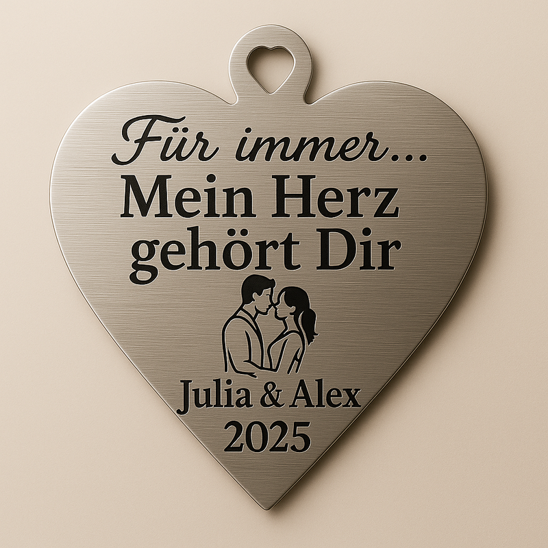 V2A Edelstahl Herzanhänger - Für immer Mein Herz gehört Dir