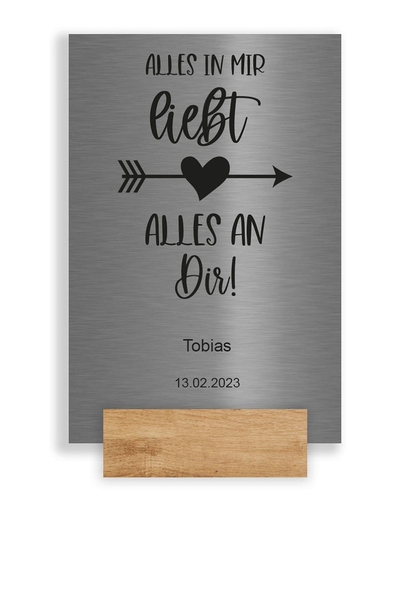 Liebesbotschaft- Liebe 1 - V2A Edelstahl -anthrazit oder weiß pulverbeschichtet. Individuell personalisierbar