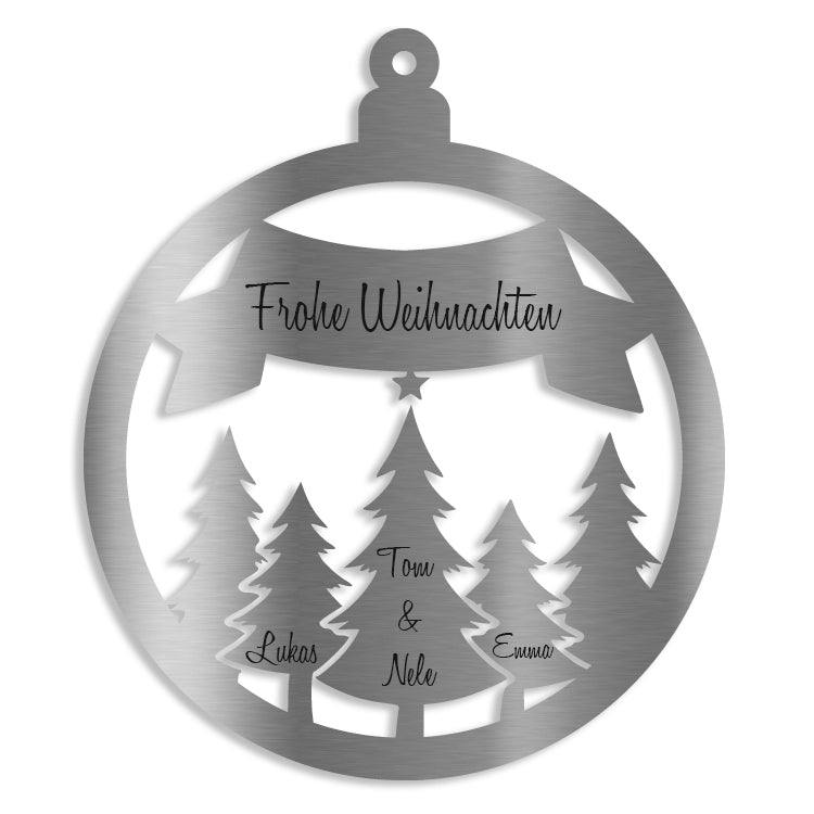 Weihnachtskugeln V2A Edelstahl - 3 Größen (10/20/30 cm) - Motiv Tannen & Hirsch