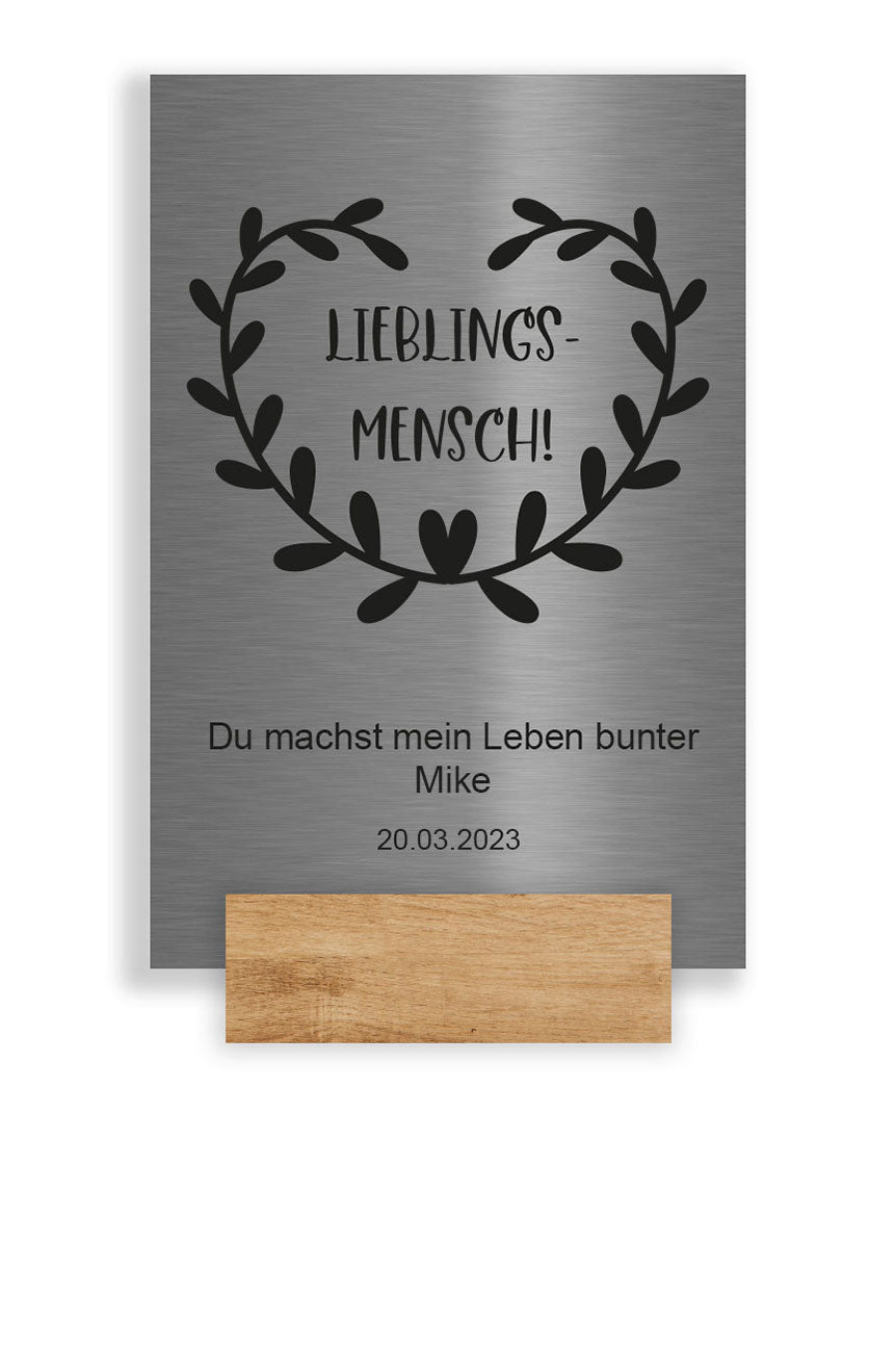 Edelstahl Schild Little Message Lieblingsmensch als Geschenk