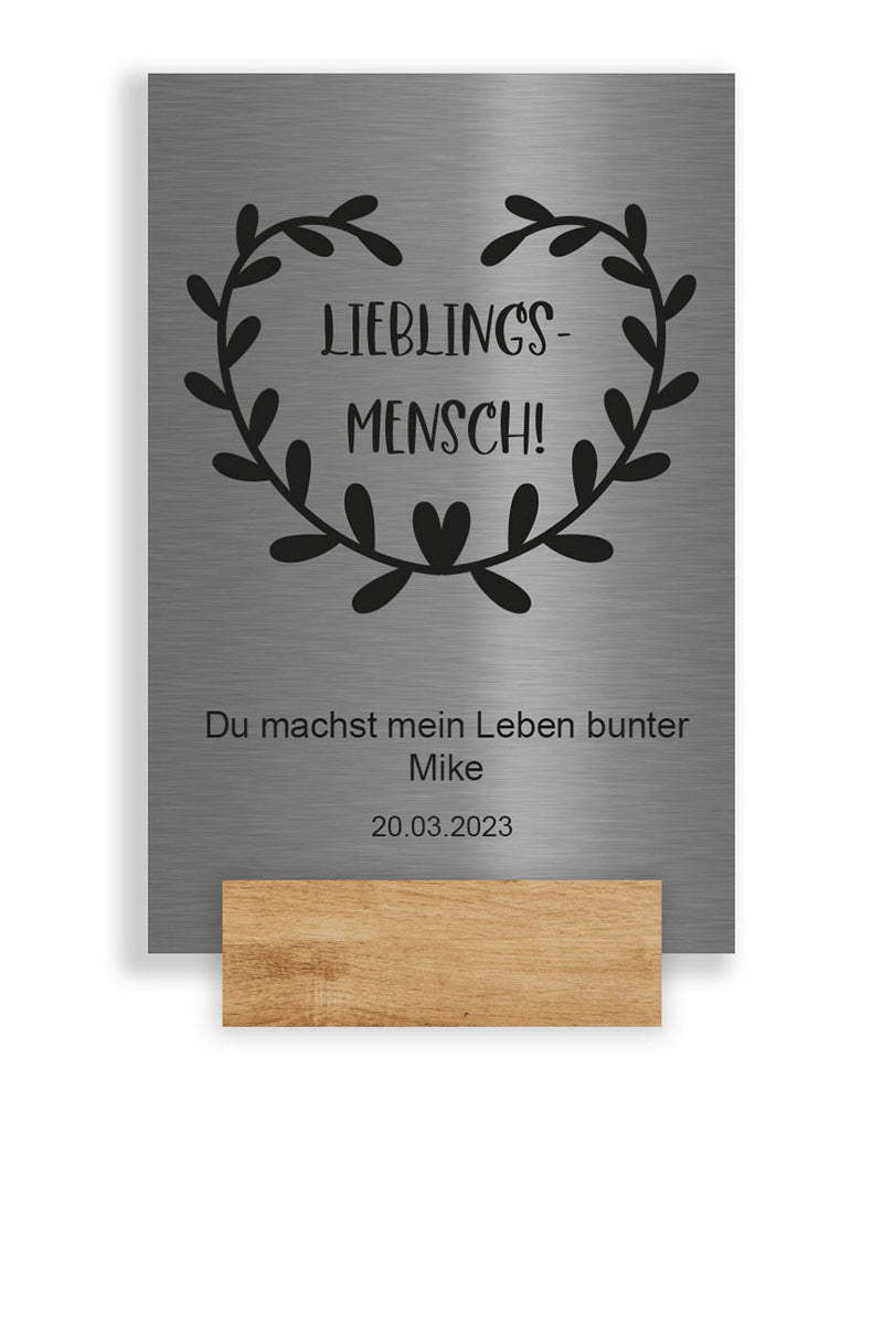 Liebesbotschaft- Lieblingsmensch 2 - V2A Edelstahl -anthrazit oder weiß pulverbeschichtet. Individuell personalisierbar