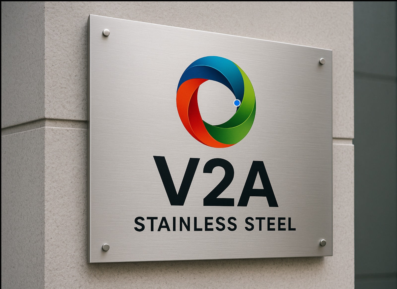 „Edelstahl Firmenschild mit hochwertigem UV-Druck von Jung Edelstahl Design – modernes Firmenschild für langlebige Außengestaltung“