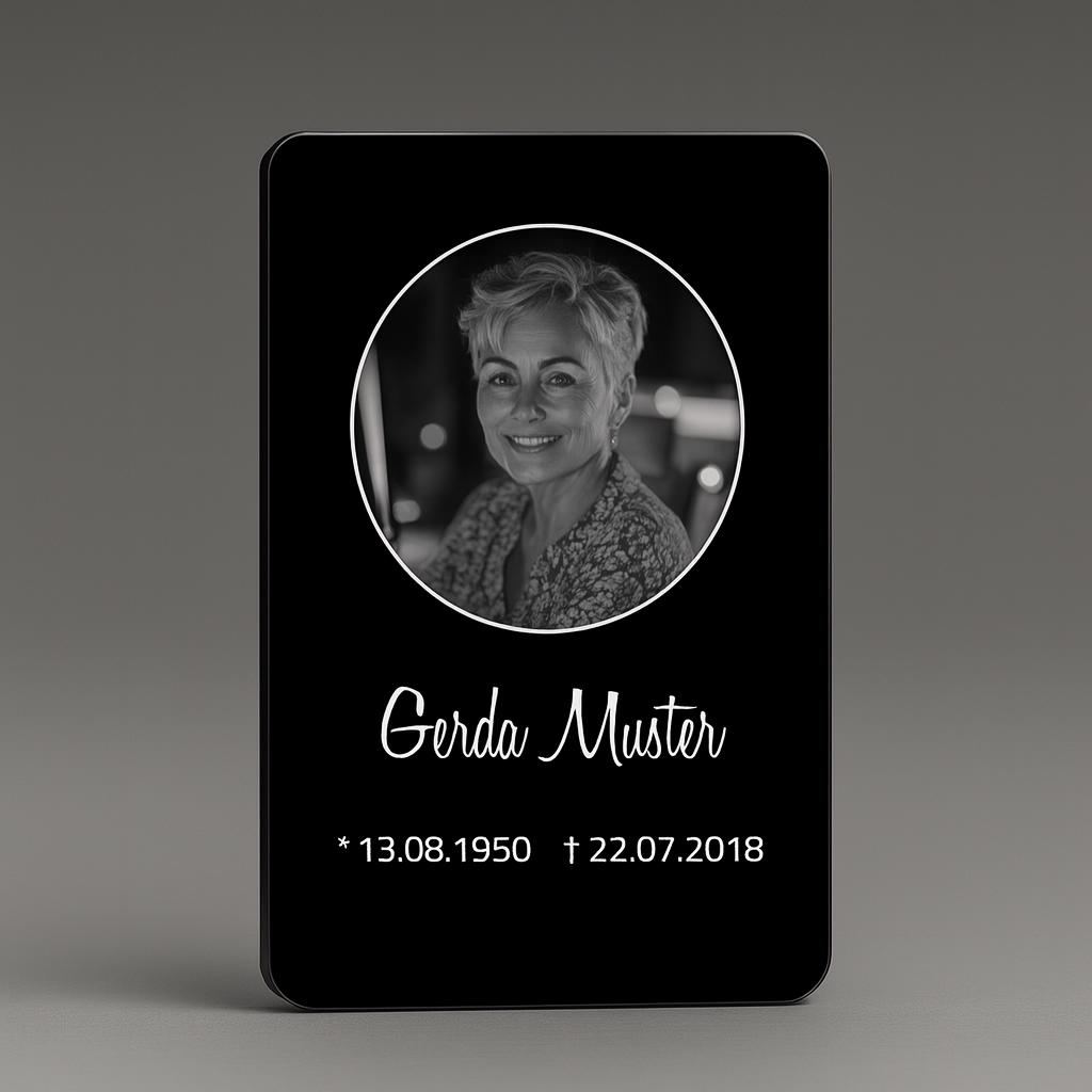 Gedenktafel personalisierbar Edelstahl Acryl