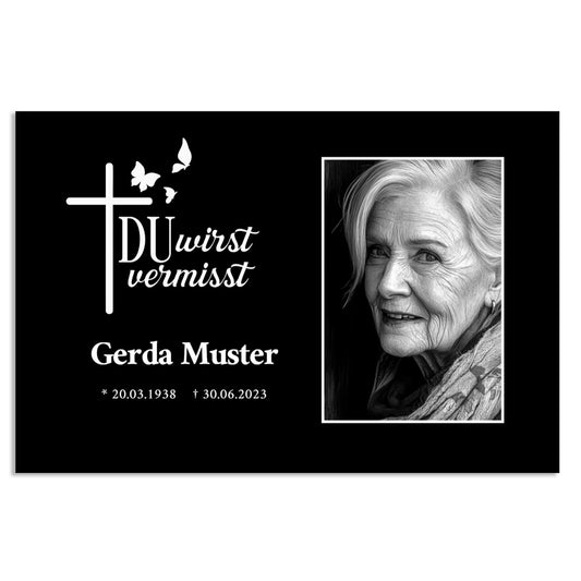 Gedenktafel mit Foto Upload Edelstahl Acryl