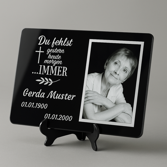 Gedenktafel personalisierbar Edelstahl Acryl