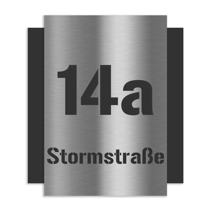 Edelstahl Hausnummernschild 15×18 cm oder 20x24 cm