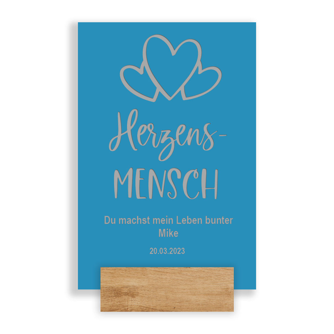 Liebesbotschaft - Herzensmensch - V2A Edelstahl - pulverbeschichtet. Individuell personalisierbar