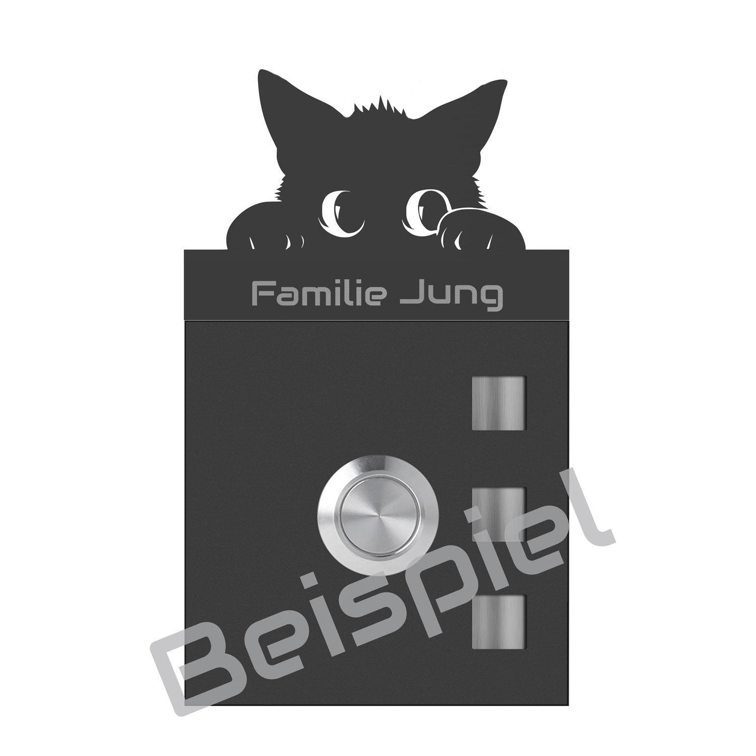 Türschild mit Katzenmotiv - personalisierbar - V2A Edelstahl
