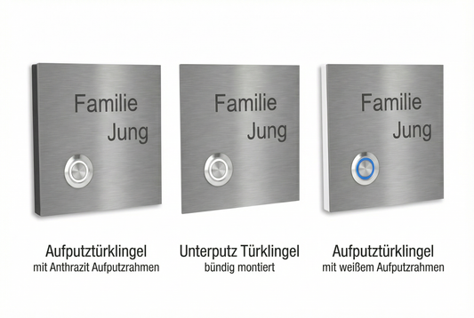 Lünen Türklingel Montagearten Infografik - Aufputz und Unterputz Befestigungsoptionen im Vergleich