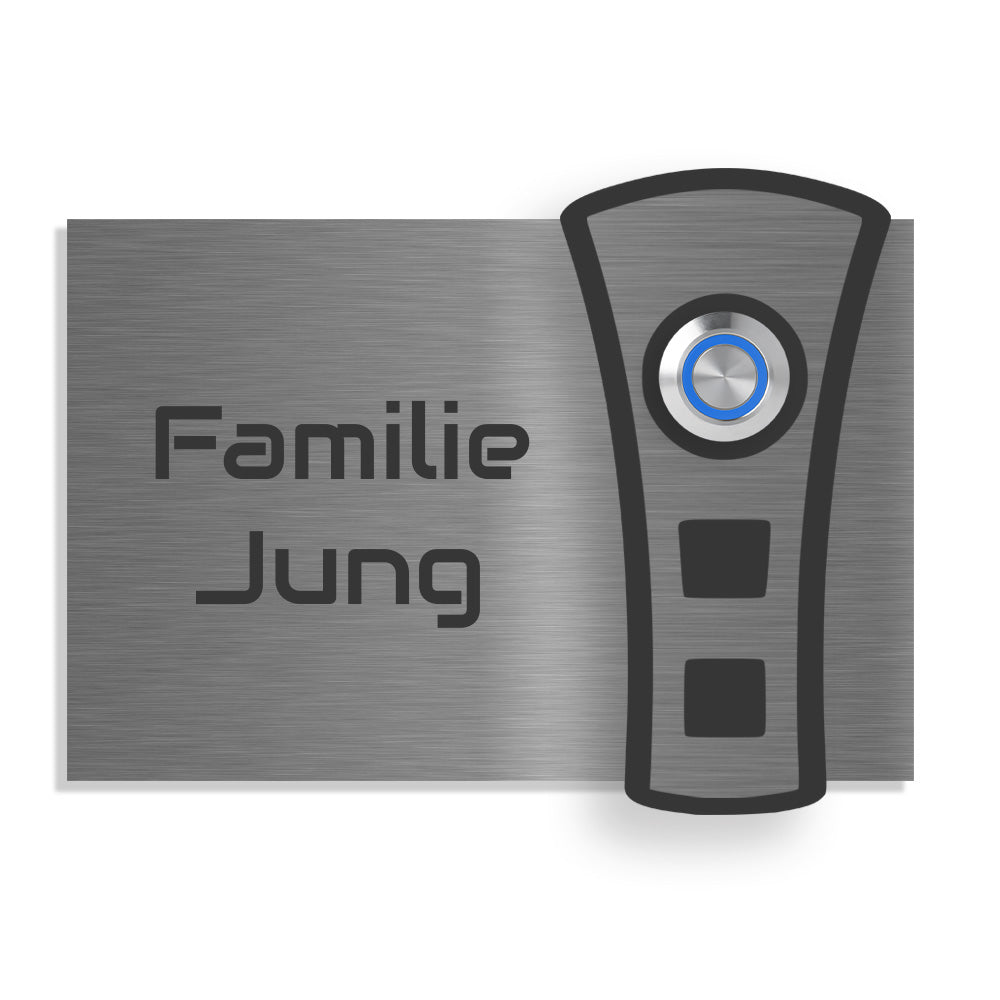 Leipzig 12 x 8 cm Edelstahl (V2A) Türklingel - mit Gravur - Edelstahl gebürstet mit Acryl Dekoreinlage - LED - Aufputz / Unterputz