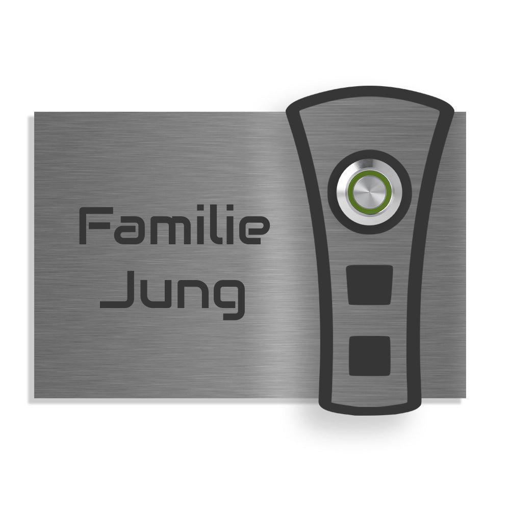 Leipzig 12 x 8 cm Edelstahl (V2A) Türklingel - mit Gravur - Edelstahl gebürstet mit Acryl Dekoreinlage - LED - Aufputz / Unterputz