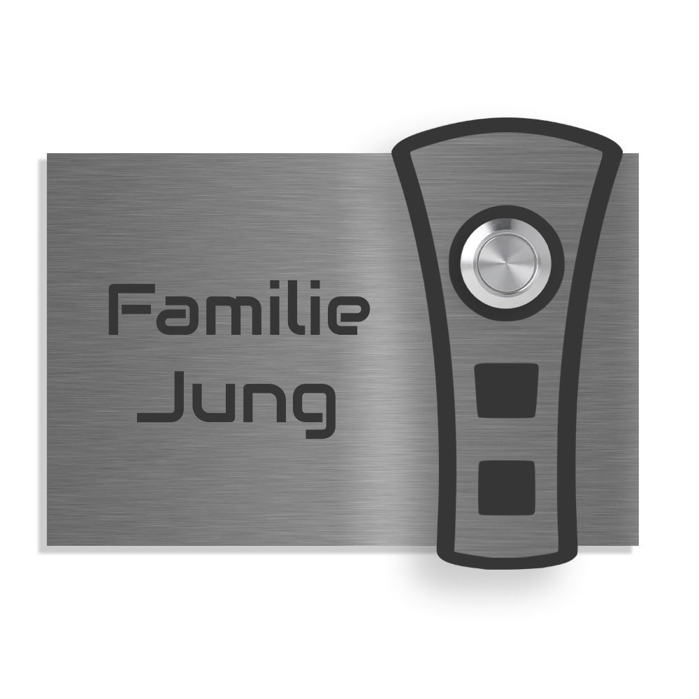 Leipzig 12 x 8 cm Edelstahl (V2A) Türklingel - mit Gravur - Edelstahl gebürstet mit Acryl Dekoreinlage - LED - Aufputz / Unterputz
