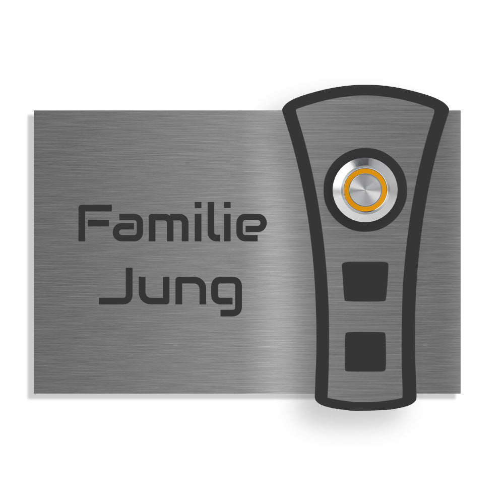 Leipzig 12 x 8 cm Edelstahl (V2A) Türklingel - mit Gravur - Edelstahl gebürstet mit Acryl Dekoreinlage - LED - Aufputz / Unterputz