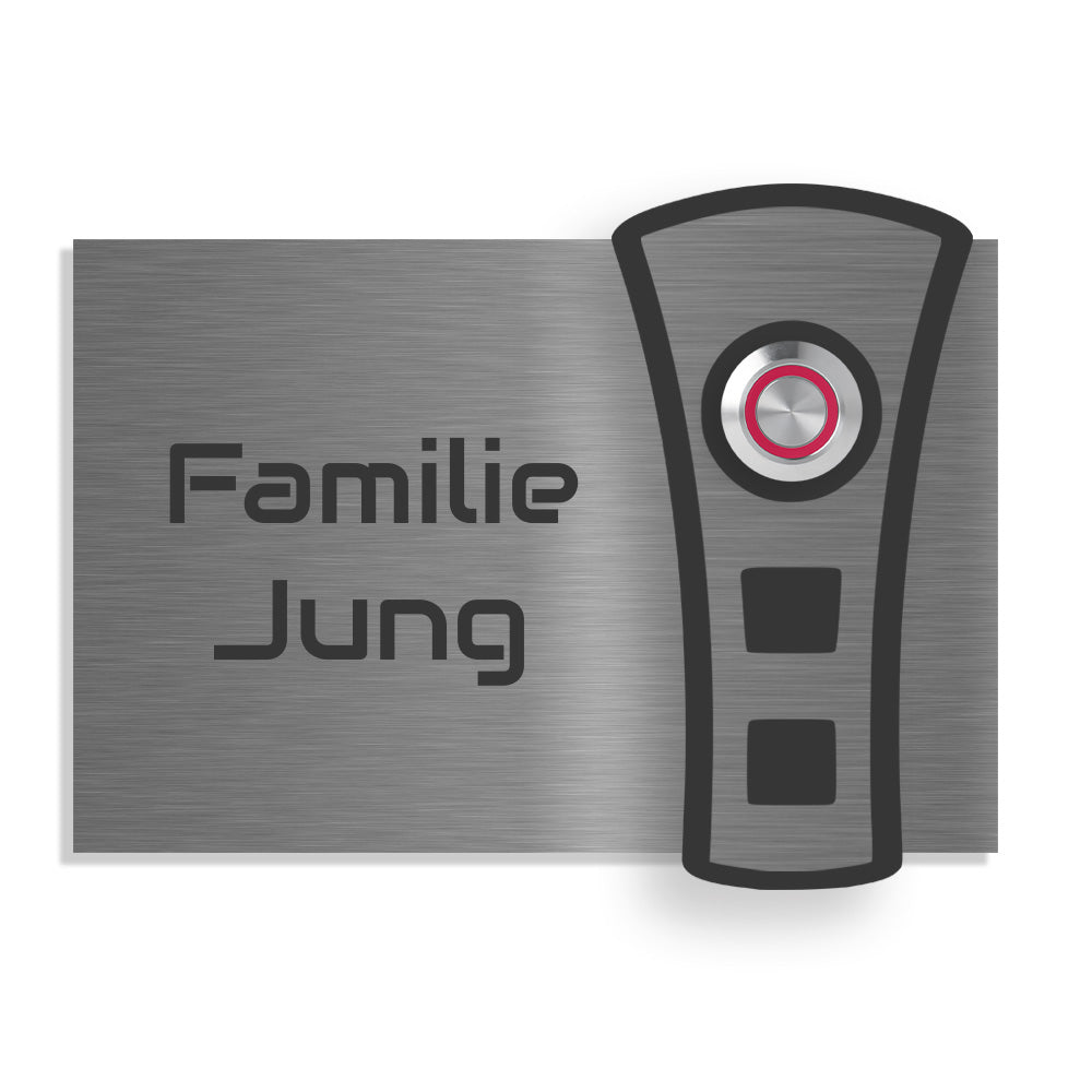 Leipzig 12 x 8 cm Edelstahl (V2A) Türklingel - mit Gravur - Edelstahl gebürstet mit Acryl Dekoreinlage - LED - Aufputz / Unterputz