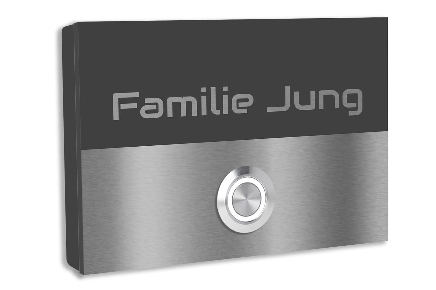 Türklingel Liverpool, Edelstahl Anthrazit pulverbeschichtet LED Taster Lasergravur
