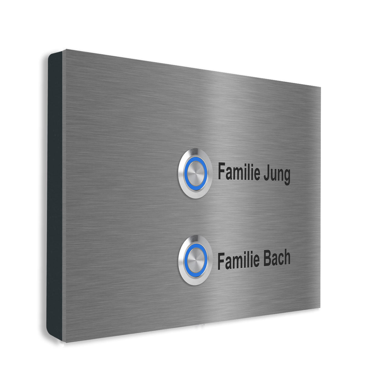 Lübeck 17 x 12 cm Edelstahl (V2A) Türklingel für Zweifamilienhäuser - mit Gravur - Anthrazit / Weiß pulverbeschichtet - LED - Aufputz / Unterputz