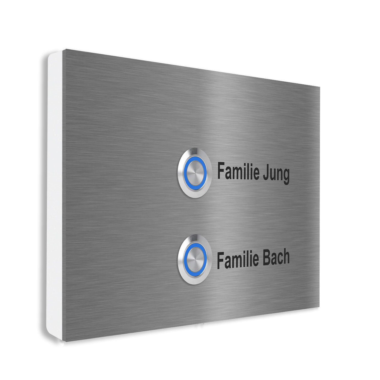 Lübeck 17 x 12 cm Edelstahl (V2A) Türklingel für Zweifamilienhäuser - mit Gravur - Anthrazit / Weiß pulverbeschichtet - LED - Aufputz / Unterputz