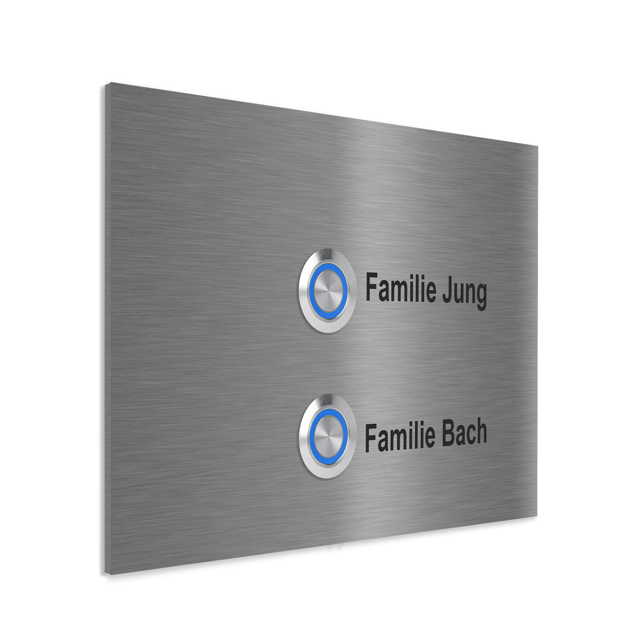 Lübeck 17 x 12 cm Edelstahl (V2A) Türklingel für Zweifamilienhäuser - mit Gravur - Anthrazit / Weiß pulverbeschichtet - LED - Aufputz / Unterputz