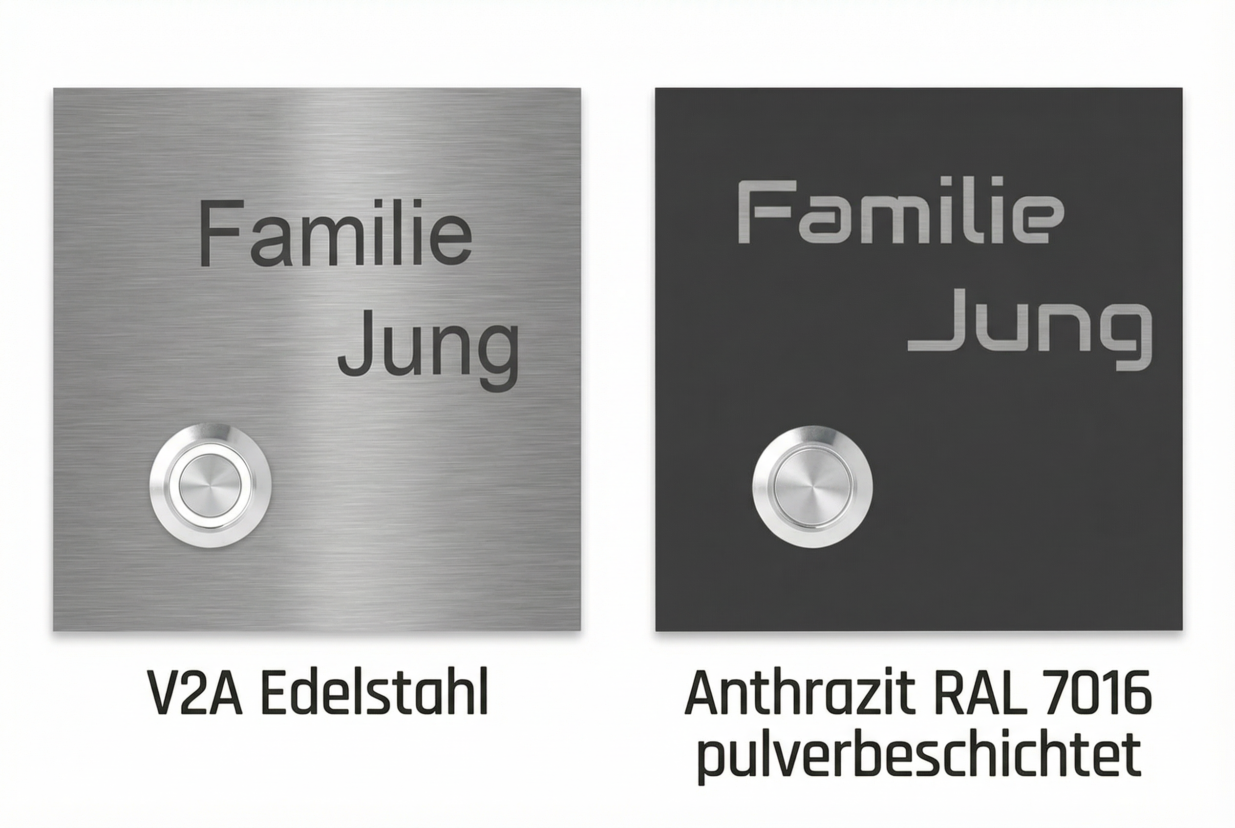 Lünen Türklingel Vergleich - Edelstahl gebürstet und anthrazit pulverbeschichtet mit LED-Varianten
