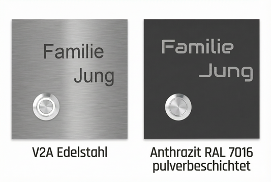 Lünen Türklingel Vergleich - Edelstahl gebürstet und anthrazit pulverbeschichtet mit LED-Varianten