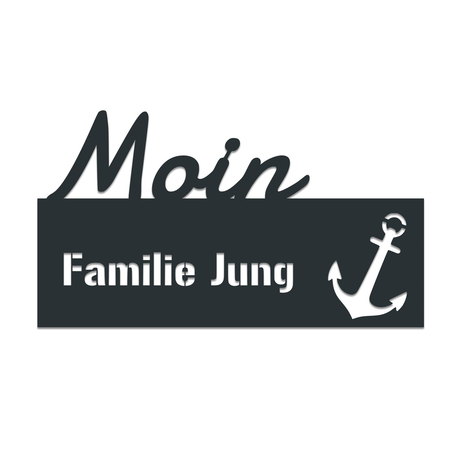 Edelstahl Türschild Moin - Personalisierbar Text ausgelasert