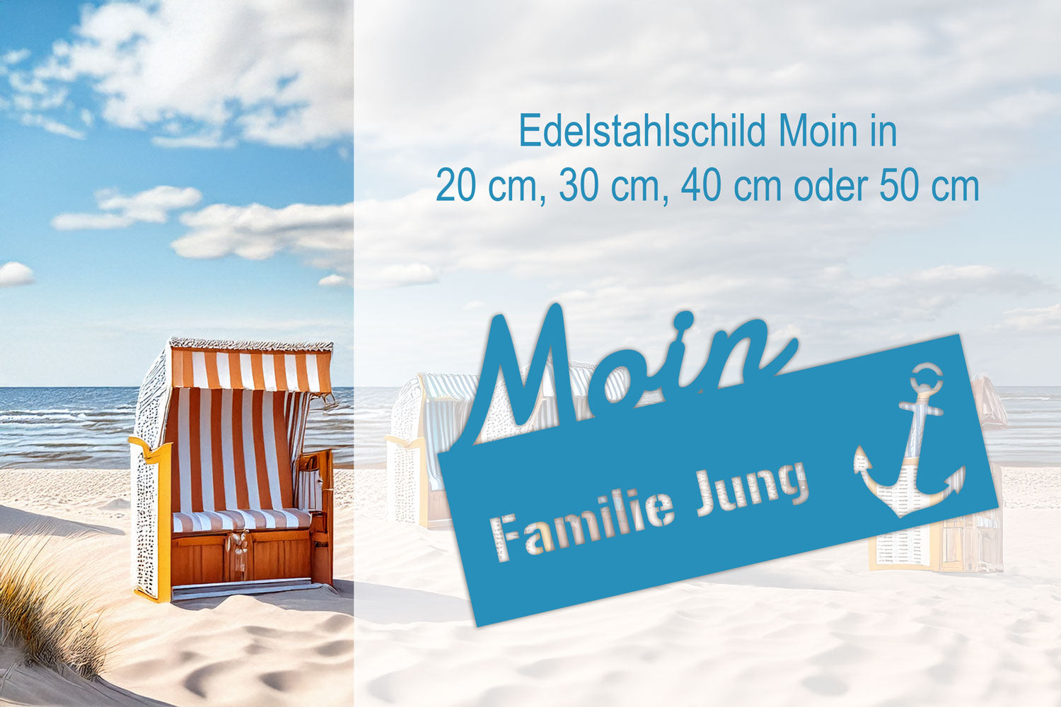 Edelstahl Türschild Moin - Personalisierbar Text ausgelasert