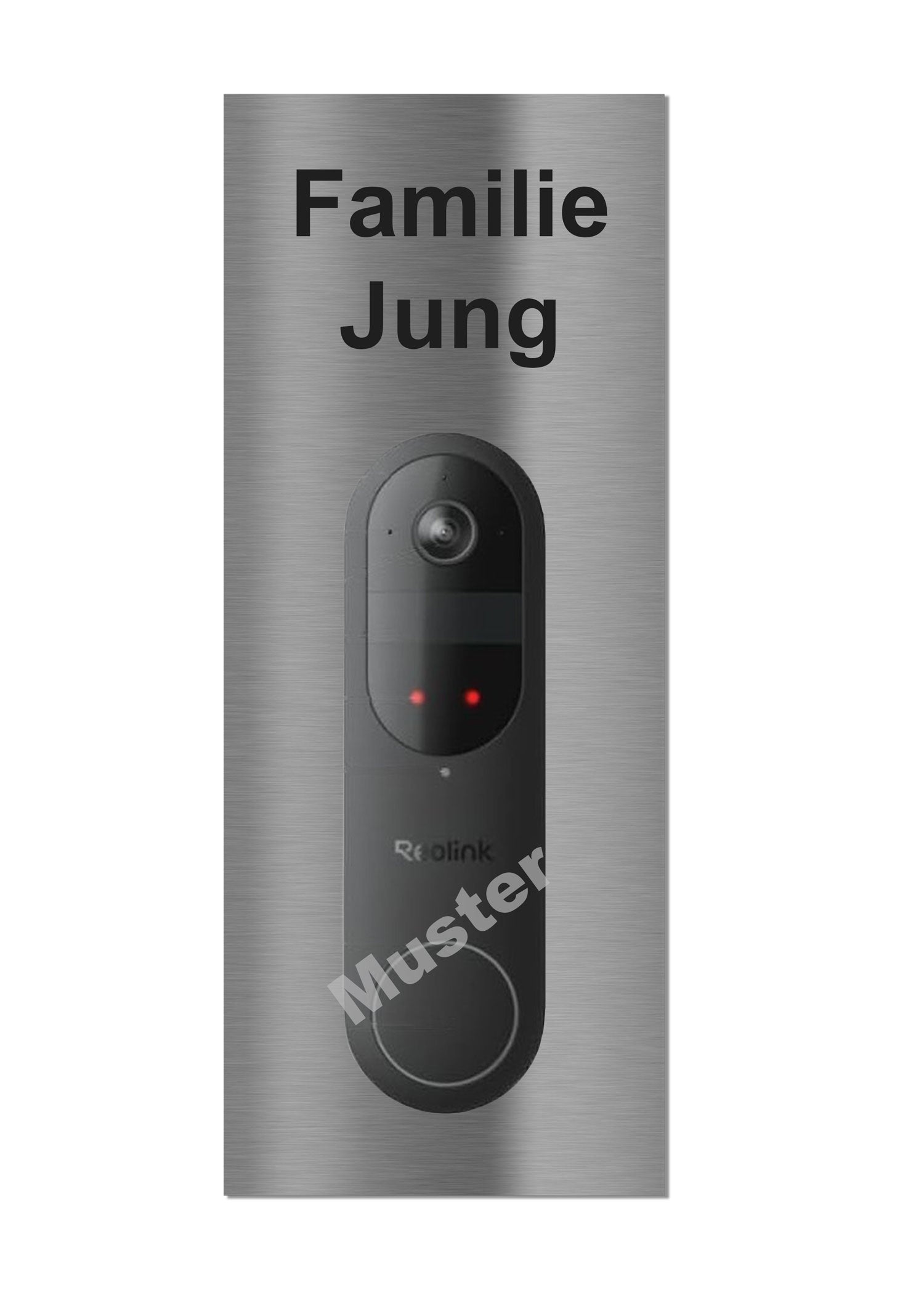 V2A Edelstahl Dekorschild Reolink Video Doorbell - 20x20cm / 25x10cm