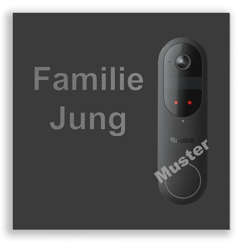 V2A Edelstahl Dekorschild Reolink Video Doorbell - 20x20cm / 25x10cm (version Battery !)