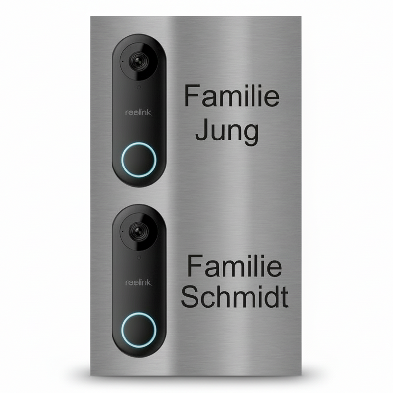 Türschild für Reolink Türklingel - Doppel-Klingel V2A Edelstahl 200x340mm