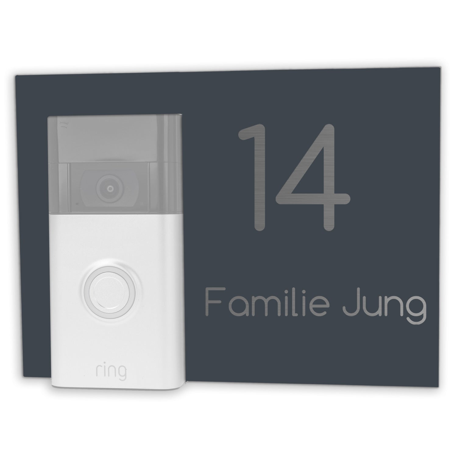Edelstahl Türschild für Ring Doorbell 2,3,4 anthrazit RAL7016 pulverbeschichtet