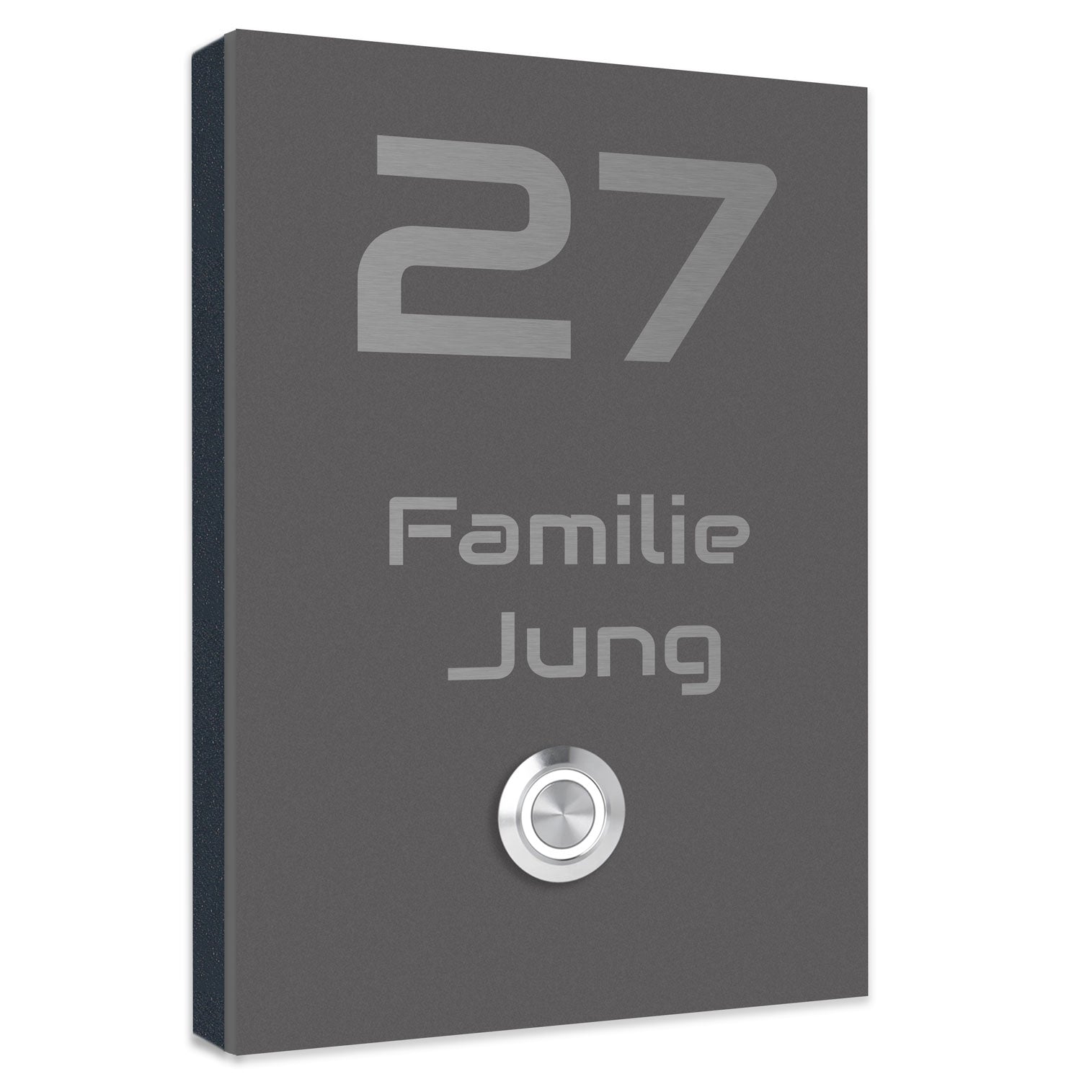 Edelstahl Türklingel Trier, 17 X 12 cm Anthrazit Pulverbeschichtet Lasergravur oder UV Druck LED Taster .