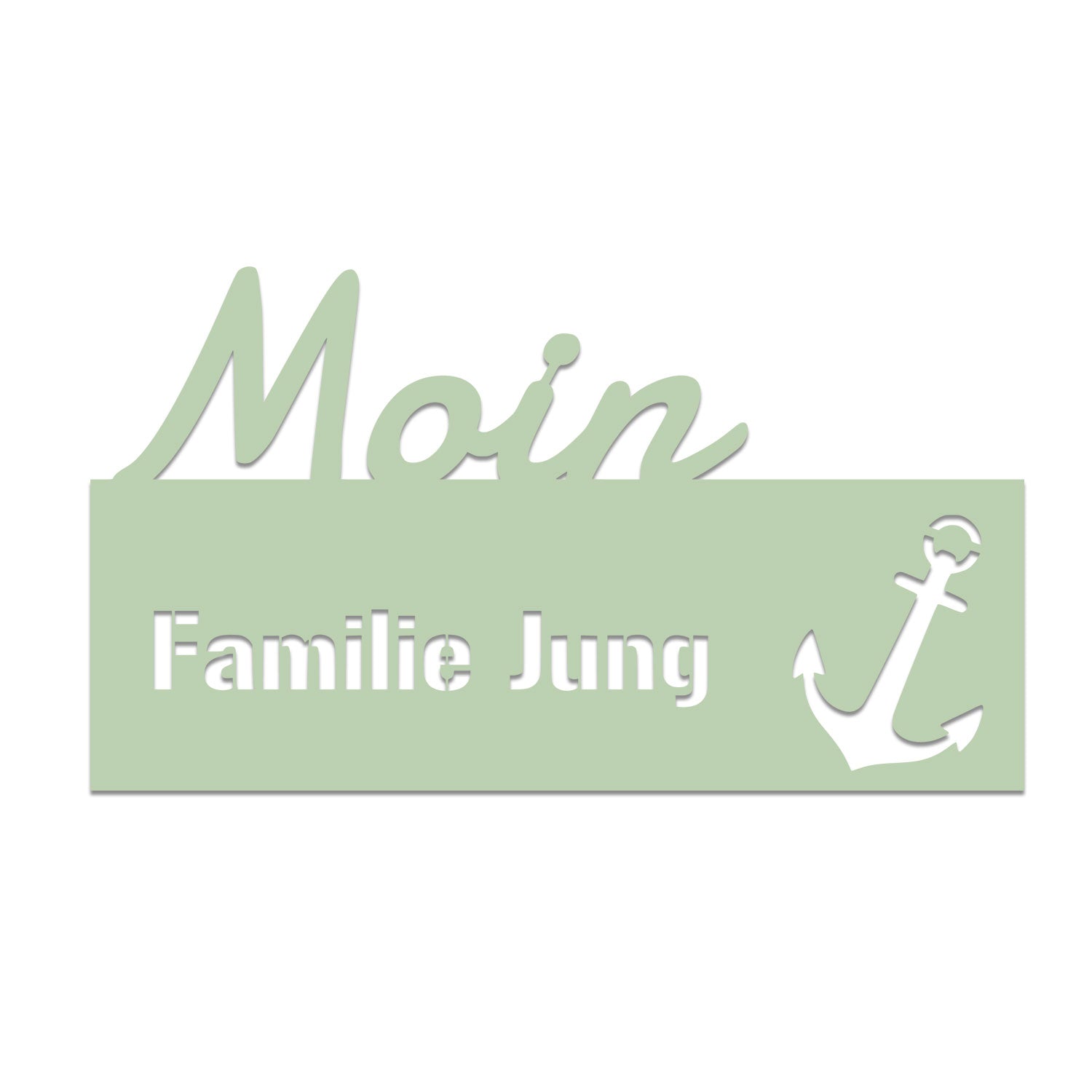 Edelstahl Türschild Moin - Personalisierbar Text ausgelasert