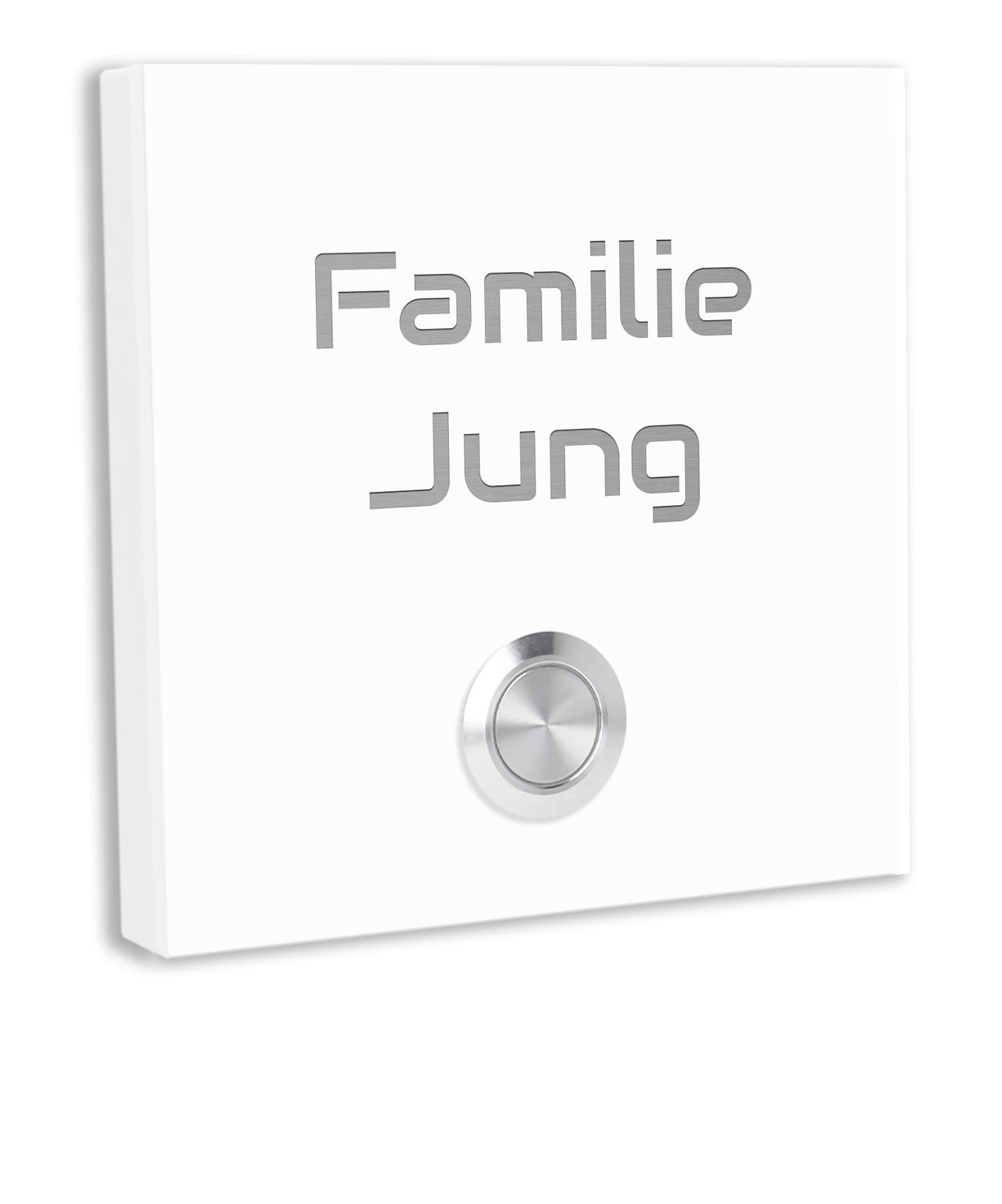Wien 10 x 10 cm Edelstahl (V2A) Türklingel - mit Gravur - Edelstahl gebürstet - LED - Aufputz / Unterputz