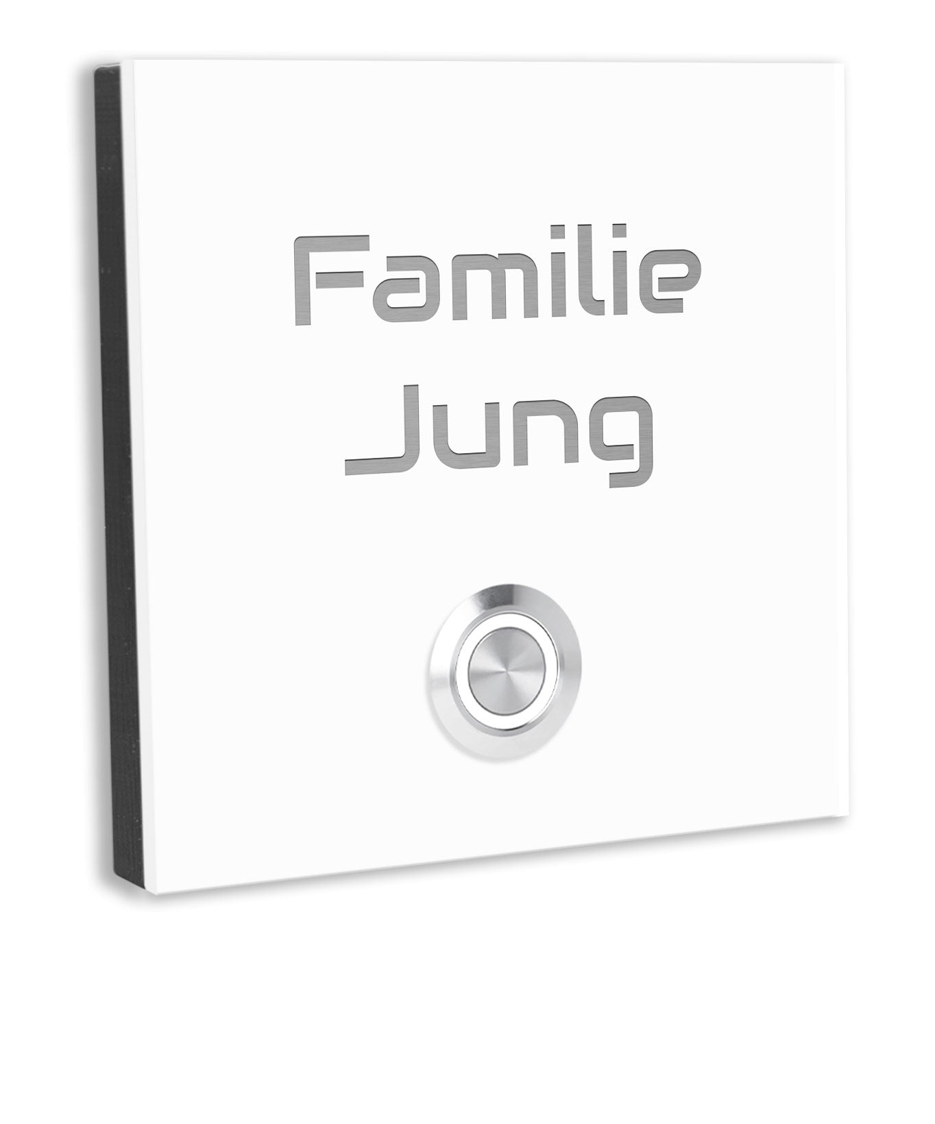 Wien 10 x 10 cm Edelstahl (V2A) Türklingel - mit Gravur - Edelstahl gebürstet - LED - Aufputz / Unterputz