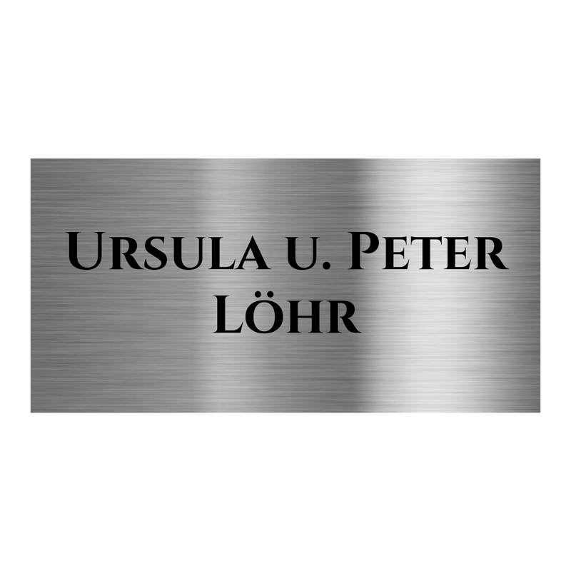 V2A Edelstahlschild in verschiedenen Größen, individuell personalisierbar.