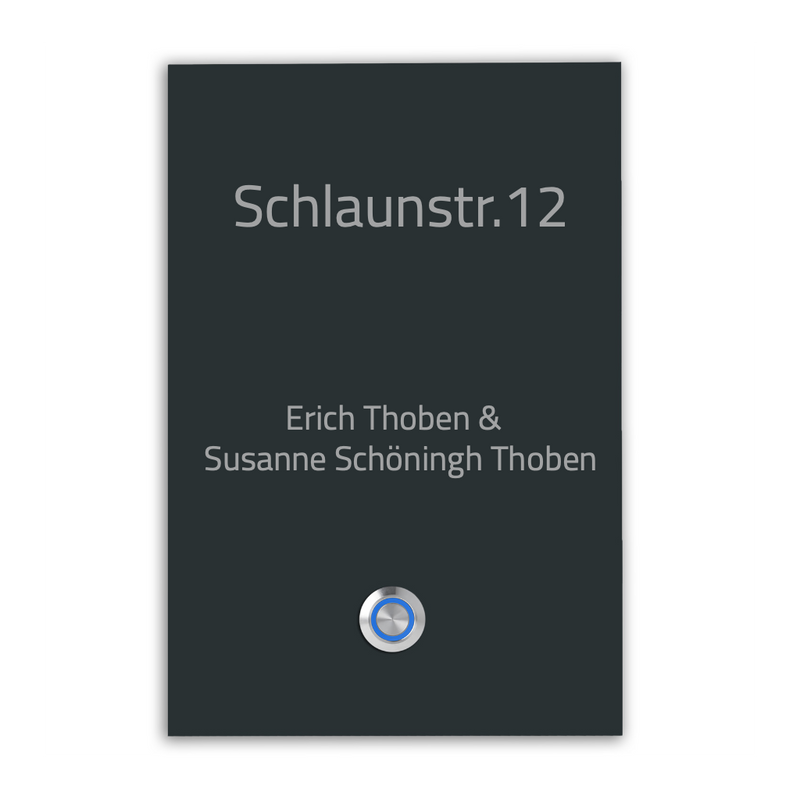 Tokio XXL 17 x 25 cm XXL Türklingel - mit Gravur - LED - Unterputztklingel. Edelstahl (V2A) / anthrazit oder weiß pulverbeschichtet