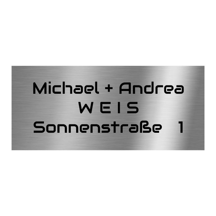 V2A Edelstahlschild in verschiedenen Größen, individuell personalisierbar.