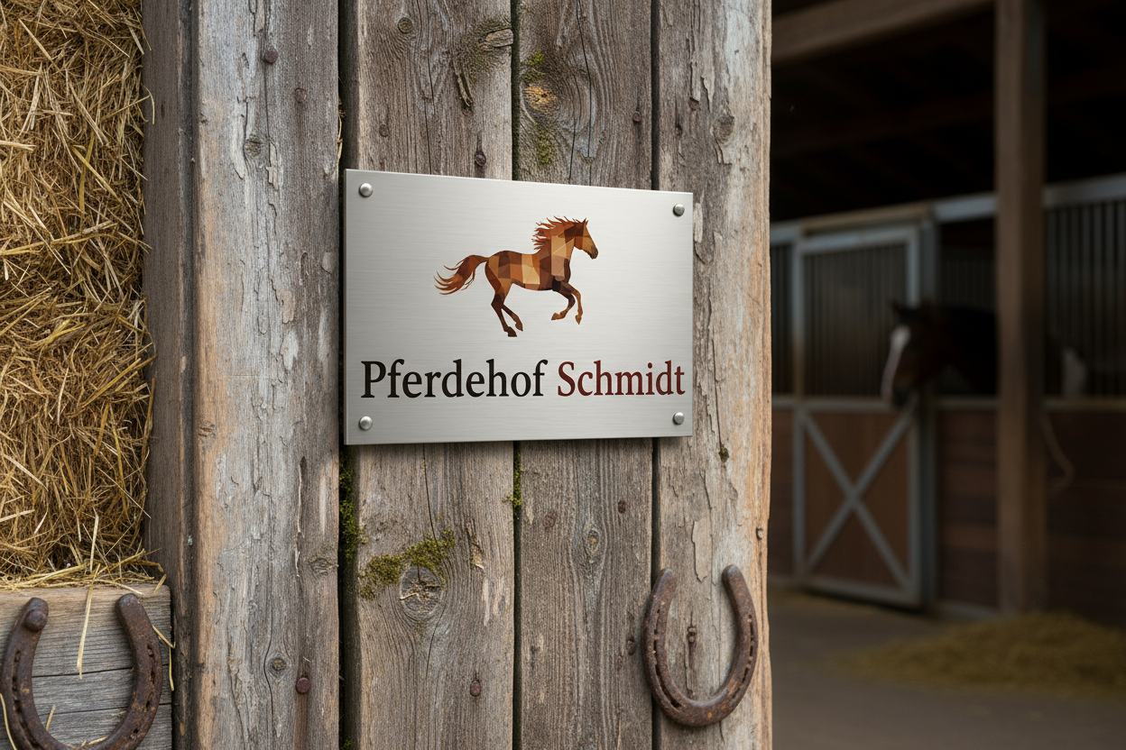 Anthrazit Firmenschild Reitstall mit UV-Druck