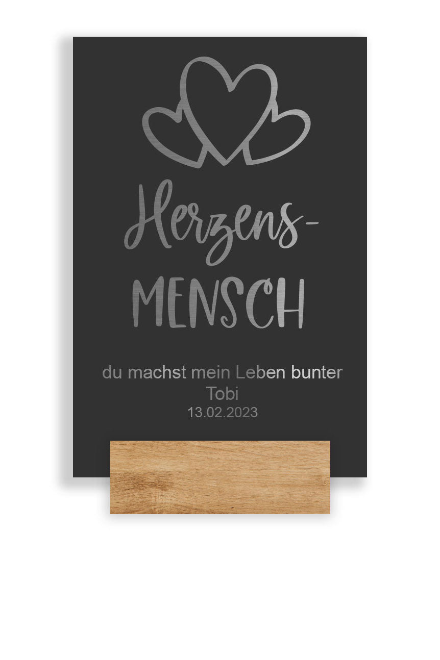 Liebesbotschaft - Herzensmensch - V2A Edelstahl - pulverbeschichtet. Individuell personalisierbar