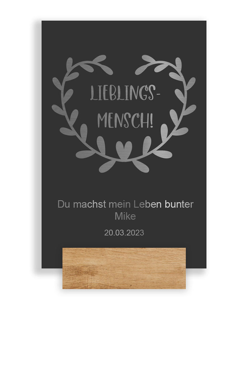Edelstahl Schild Little Message Lieblingsmensch als Geschenk