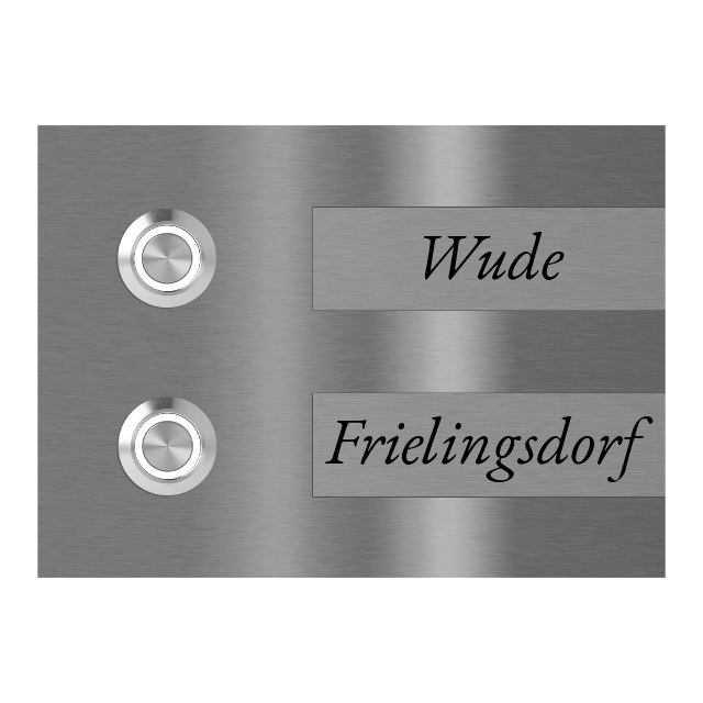 Hamburg 14 x 10 cm Edelstahl (V2A) Türklingel - Zweifamilienhaus Klingel - Gravurschild - Anthrazit / Weiß / Edelstahl - LED - Aufputz / Unterputz