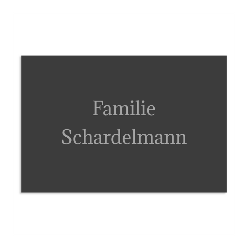 Farbige Edelstahlschilder in verschiedenen Größen. Individuell personalisierbar 40 Schriftarten über 200 Motive.