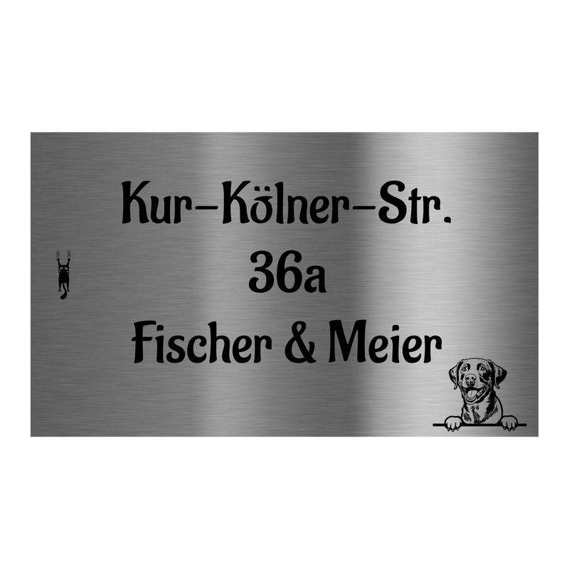 V2A Edelstahlschild in verschiedenen Größen, individuell personalisierbar.