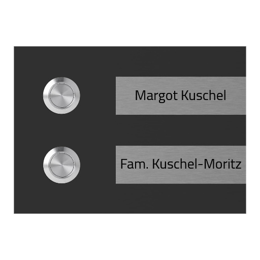 Hamburg 14 x 10 cm Edelstahl (V2A) Türklingel - Zweifamilienhaus Klingel - Gravurschild - Anthrazit / Weiß / Edelstahl - LED - Aufputz / Unterputz