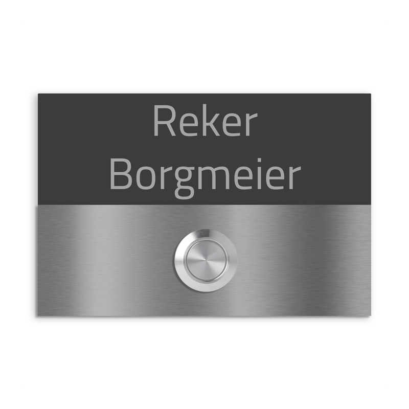 Türklingel Liverpool V2A Edelstahl mit LED & Gravur - Anthrazit/Weiß - 12x8cm