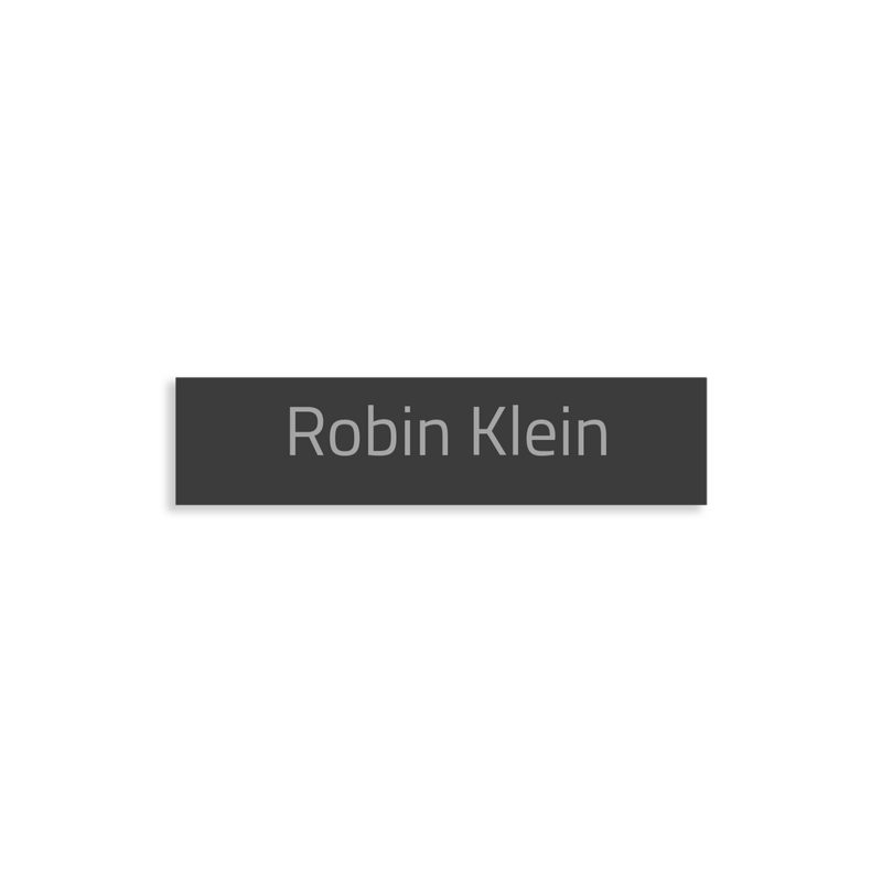 Farbige Edelstahlschilder in verschiedenen Größen. Individuell personalisierbar 40 Schriftarten über 200 Motive.