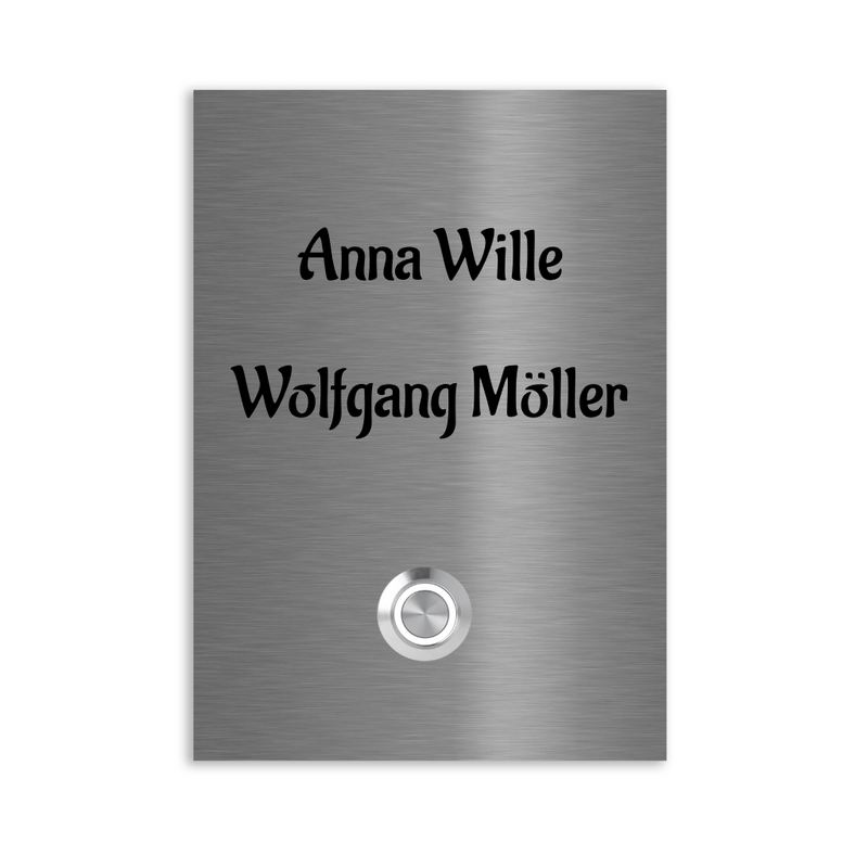 Trier 17 x 12 cm Edelstahl (V2A) Türklingel - mit Gravur - Edelstahl gebürstet oder RAL 7016 anthrazit - LED - Aufputz / Unterputz