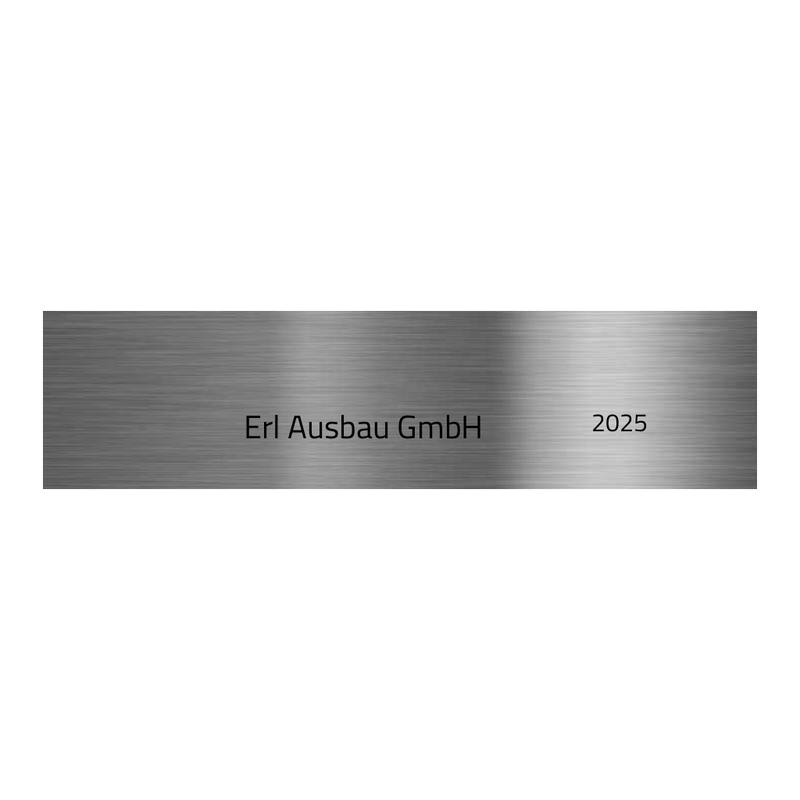 V2A Edelstahlschild in verschiedenen Größen, individuell personalisierbar.