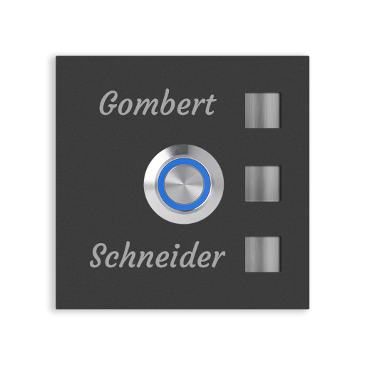 Köln 7 x 7 cm Edelstahl (V2A) Türklingel - mit Gravur - Anthrazit / Weiß / Edelstahl und Edelstahl gebürstet -  LED - Aufputz / Unterputz